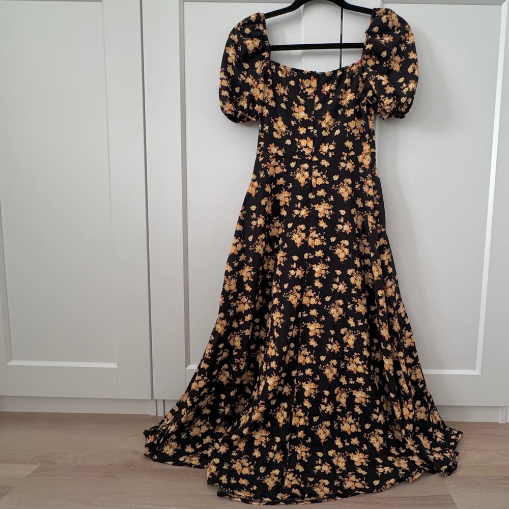 SHEIN Allover Floral Knot Split Thigh A-line Dress